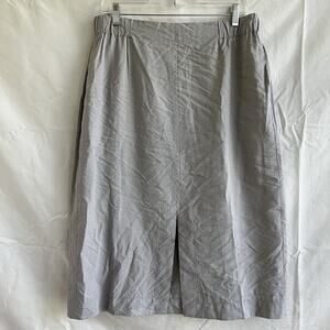 Etici Linen and cotton pull on midi skirt size XL & L, gray, two pockets.NWT